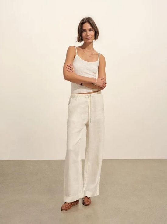 Buck Mason Pants - Buck Mason Crosshatch linen easy pant - Sea shell - XS - worn once